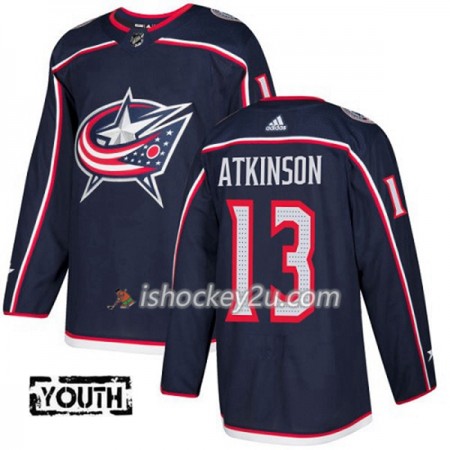 Børn NHL Blue Jackets Trøje Cam Atkinson 13 Adidas 2017-2018 Marine Blå Authentic